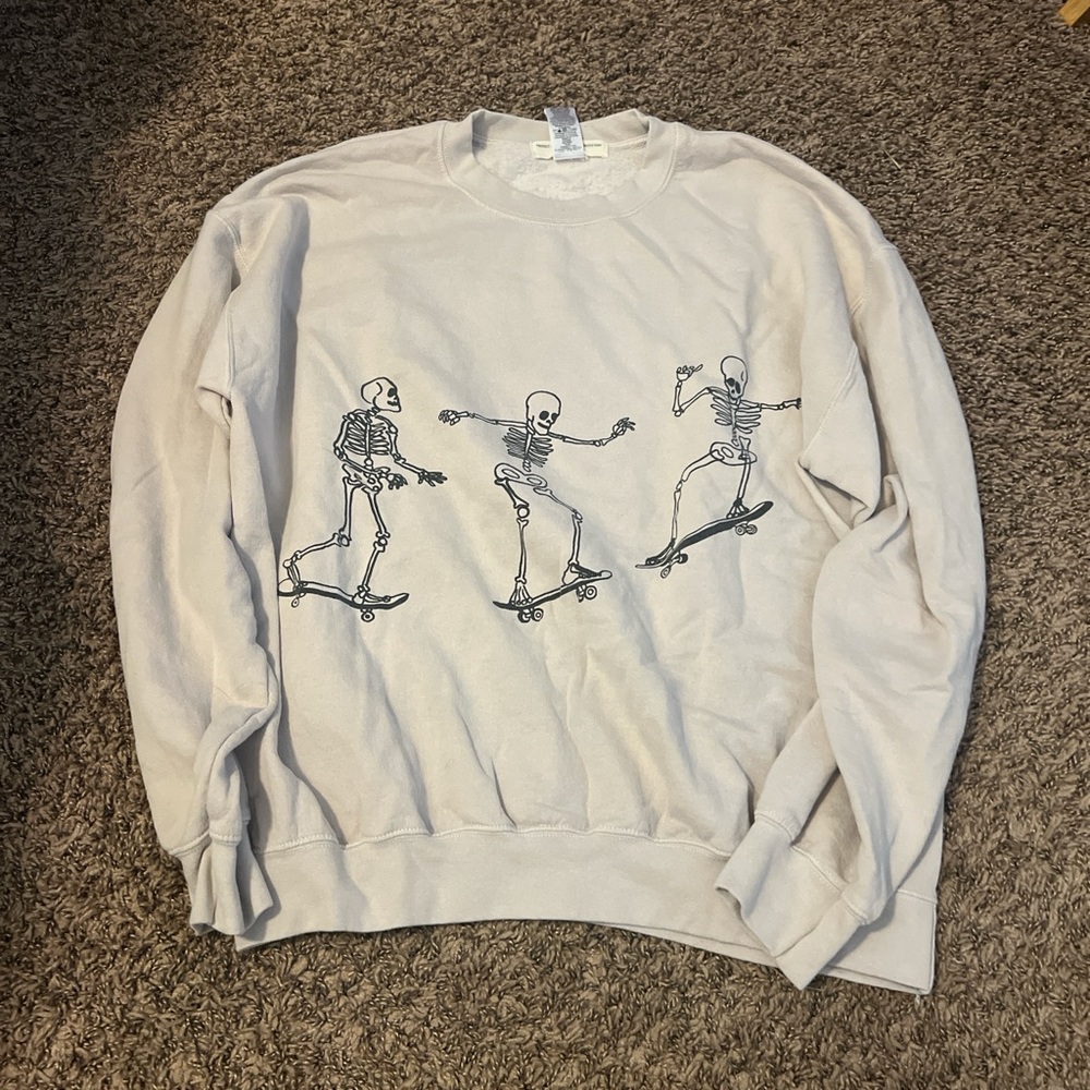 Skeleton Print Gray Sweater
